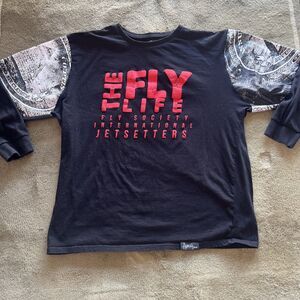 Retro Vintage Fly Society long sleeve The Fly Life Hip Hop Streetwear Big Tall